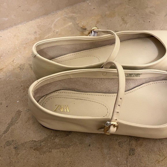 Zara Cream Women's Ballet Flats - Picture 4 of 7